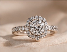 Illustrative halo engagement ring